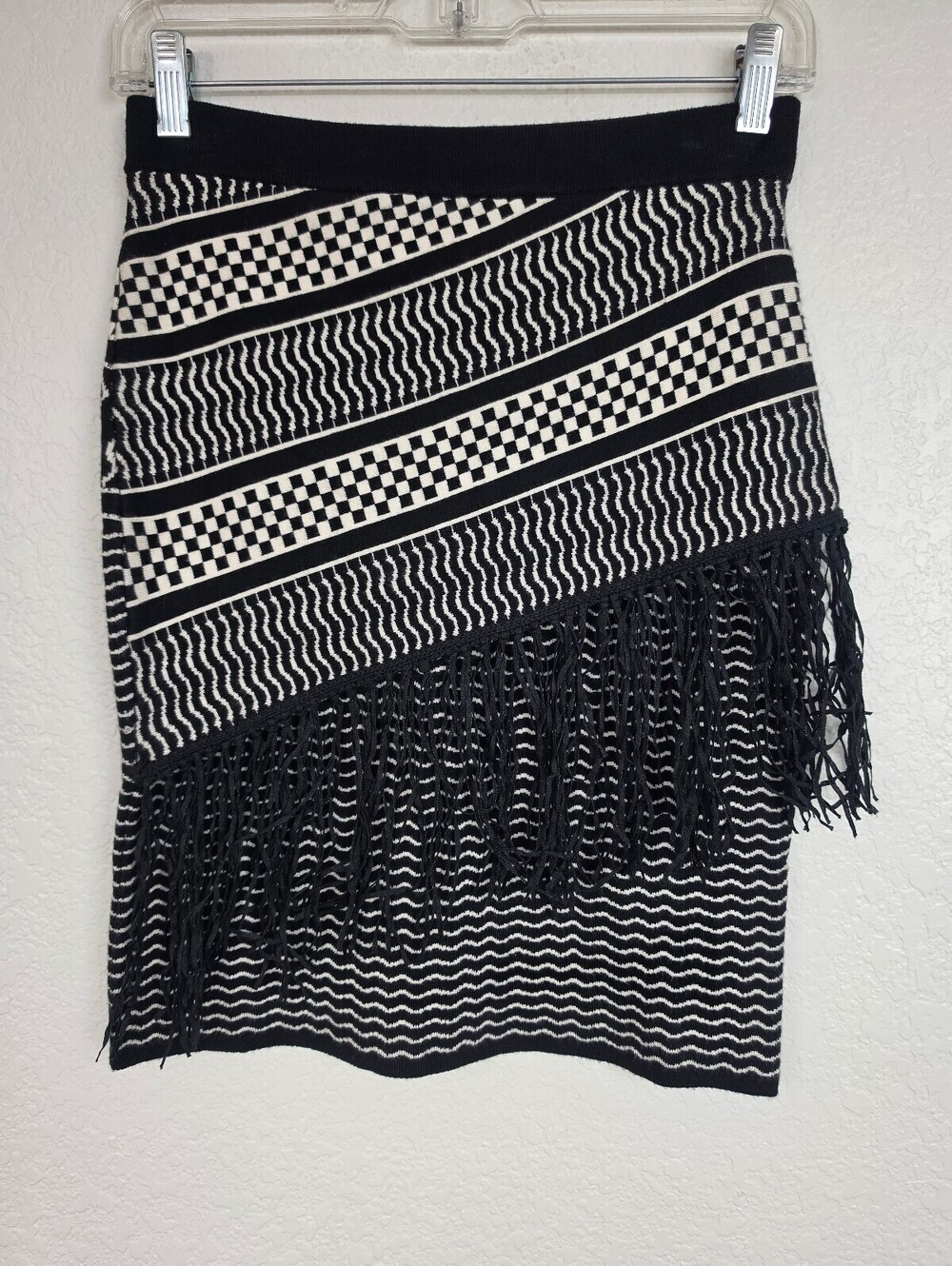 NWT Anthropologie Romeo & Juliet Stretchy Black Fringe Skirt